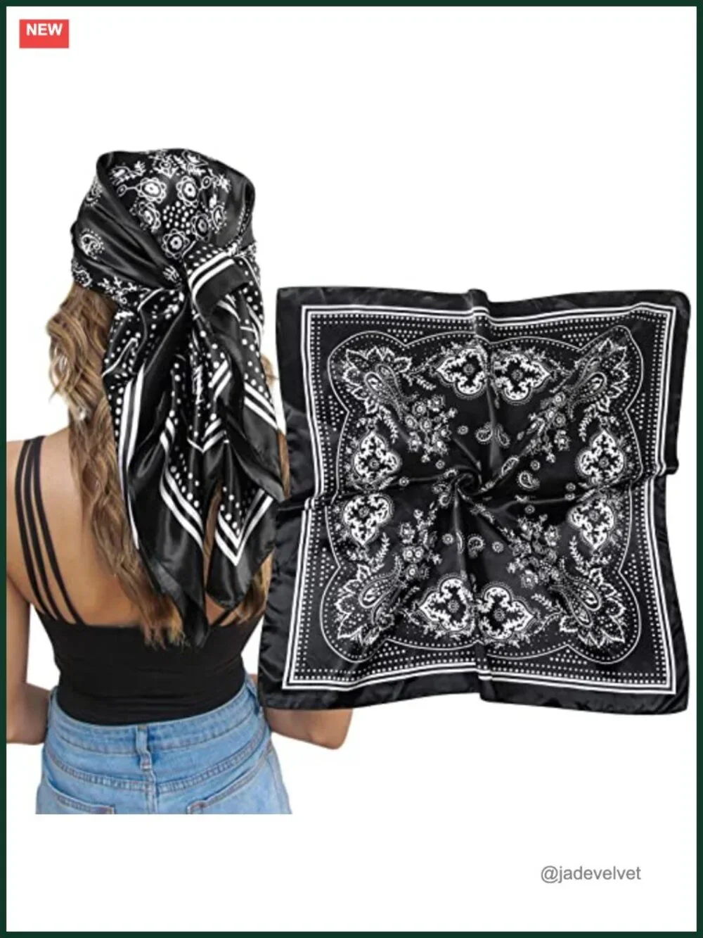 Satin Silk Scarf Large Hair Bandana Sleeping Wrap Multi-Way Women